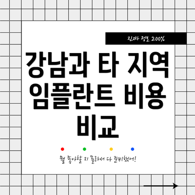 강남과 타 지역 임플란트 비용 비교