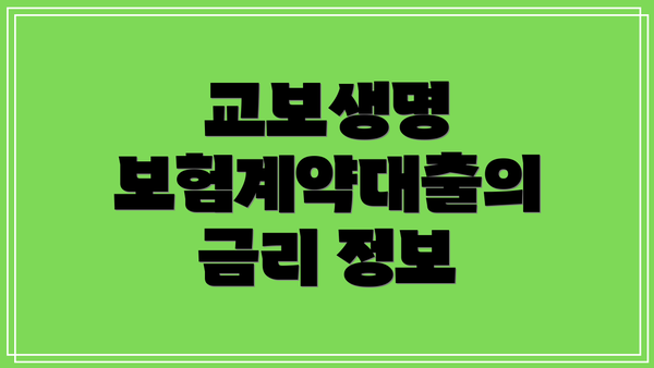 교보생명 보험계약대출의 금리 정보