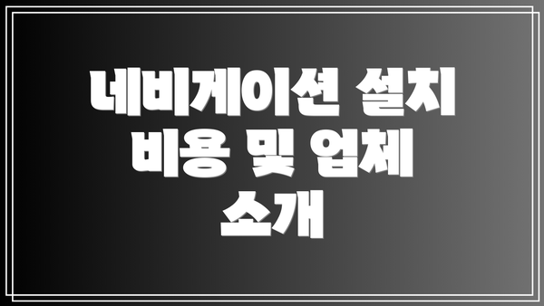 네비게이션 설치 비용 및 업체 소개