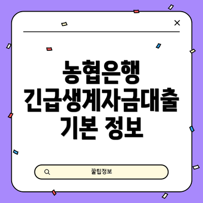 농협은행 긴급생계자금대출 기본 정보