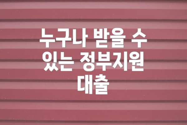 누구나 받을 수 있는 정부지원 대출
