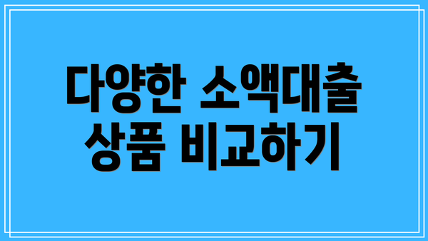 다양한 소액대출 상품 비교하기