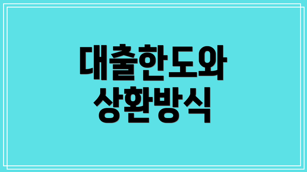 대출한도와 상환방식