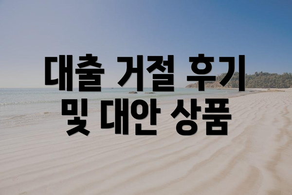 대출 거절 후기 및 대안 상품