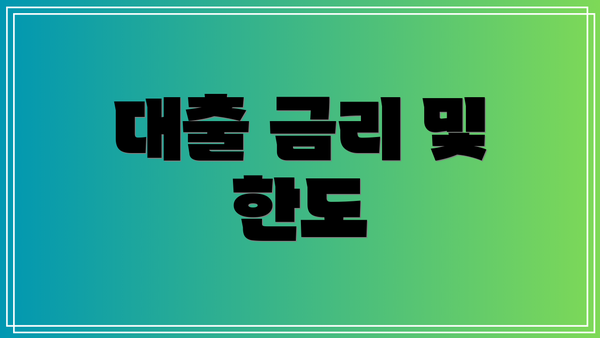 대출 금리 및 한도