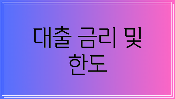 대출 금리 및 한도