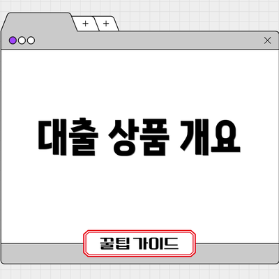 대출 상품 개요