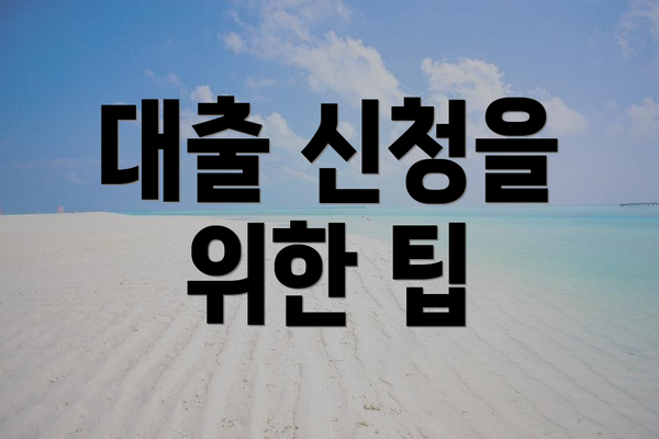 대출 신청을 위한 팁