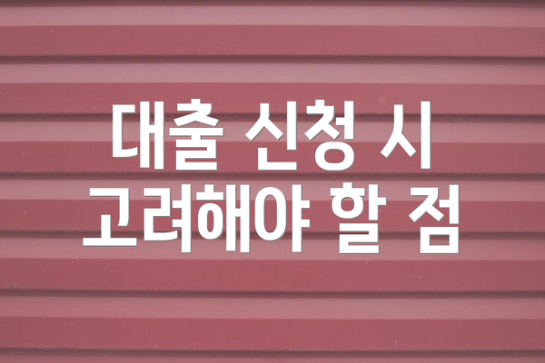 대출 신청 시 고려해야 할 점