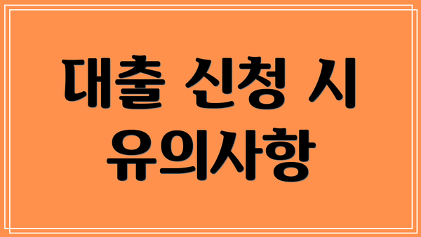 대출 신청 시 유의사항