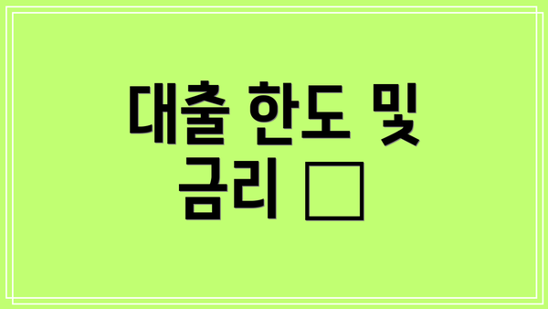 대출 한도 및 금리 📈