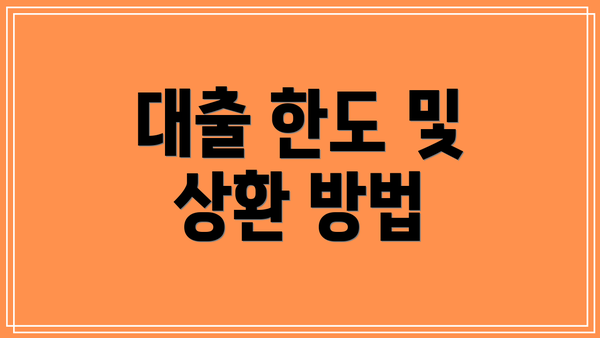 대출 한도 및 상환 방법