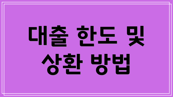 대출 한도 및 상환 방법