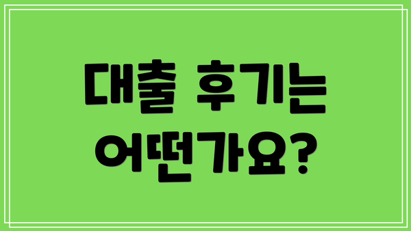 대출 후기는 어떤가요?