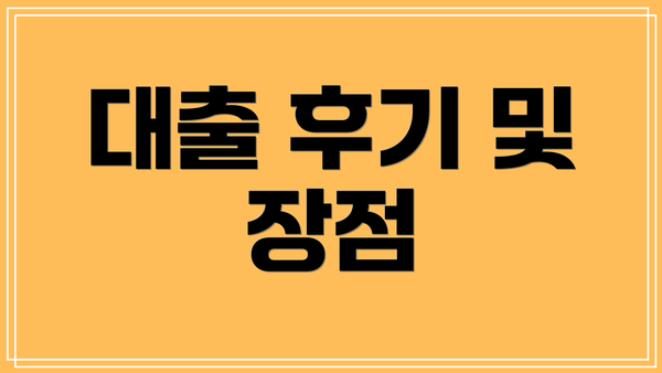 대출 후기 및 장점