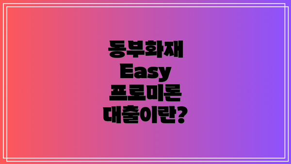 동부화재 Easy 프로미론 대출이란?