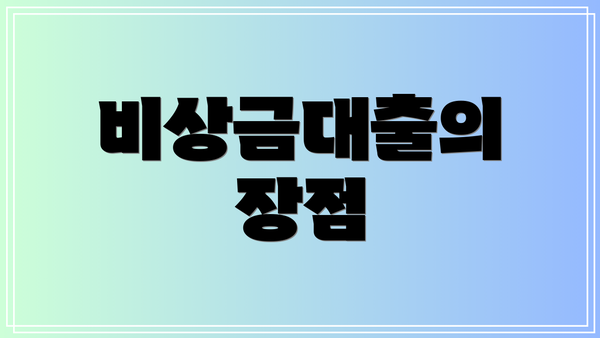 비상금대출의 장점