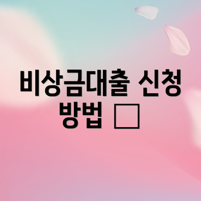 비상금대출 신청 방법 📲