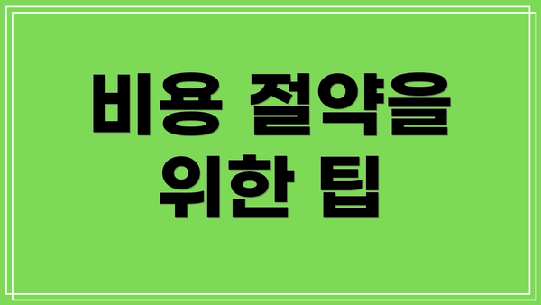 비용 절약을 위한 팁