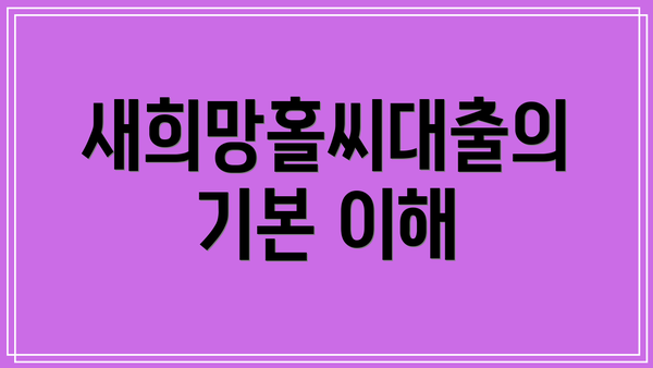 새희망홀씨대출의 기본 이해