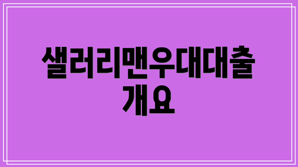 샐러리맨우대대출 개요