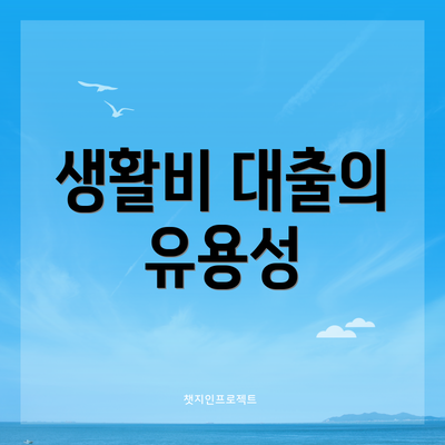 생활비 대출의 유용성