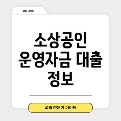 소상공인 운영자금 대출 정보