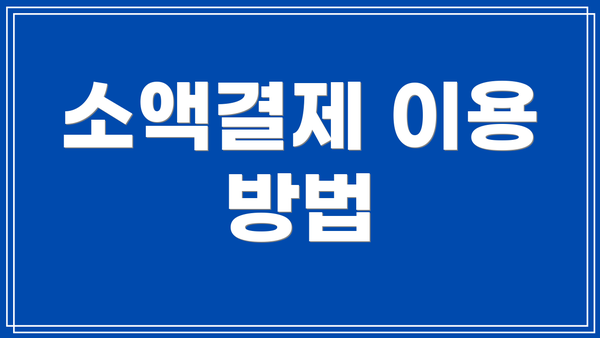 소액결제 이용 방법