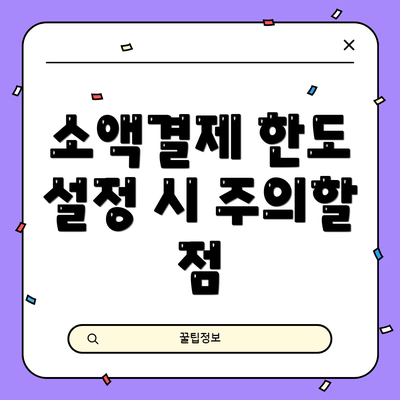 소액결제 한도 설정 시 주의할 점
