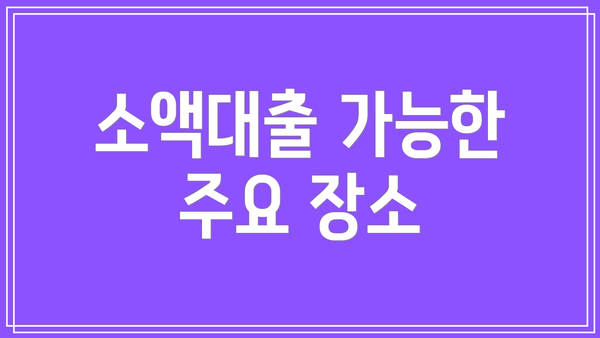 소액대출 가능한 주요 장소