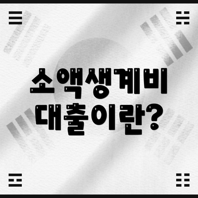 소액생계비 대출이란?