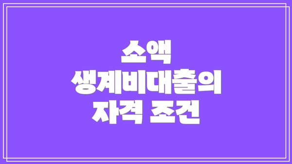 소액 생계비대출의 자격 조건