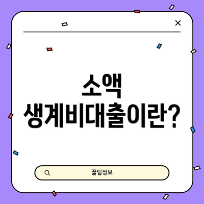 소액 생계비대출이란?