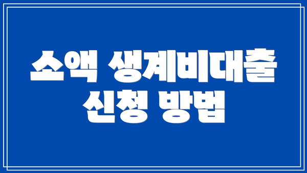 소액 생계비대출 신청 방법