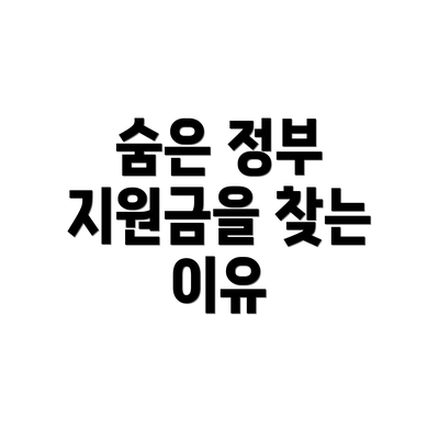 숨은 정부 지원금을 찾는 이유
