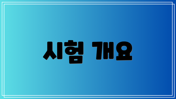 시험 개요