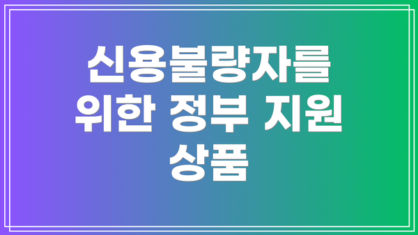 신용불량자를 위한 정부 지원 상품