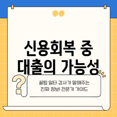 신용회복 중 대출의 가능성