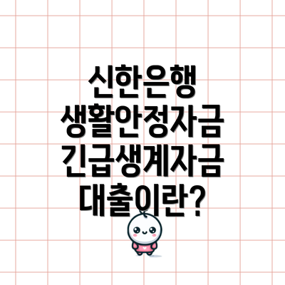 신한은행 생활안정자금 긴급생계자금 대출이란?