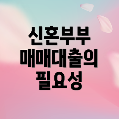 신혼부부 매매대출의 필요성