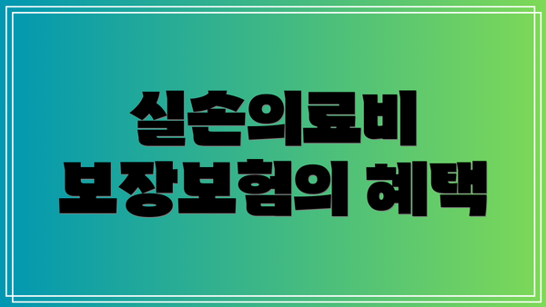 실손의료비 보장보험의 혜택