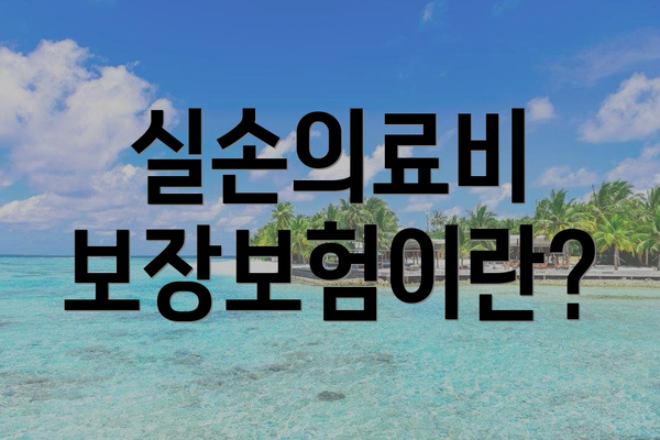 실손의료비 보장보험이란?