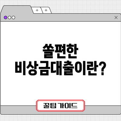 쏠편한 비상금대출이란?