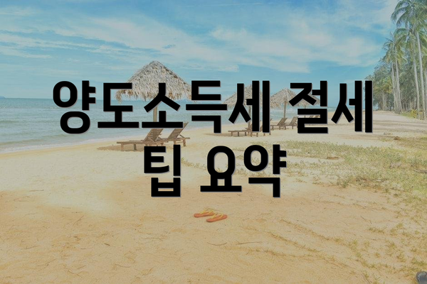 양도소득세 절세 팁 요약