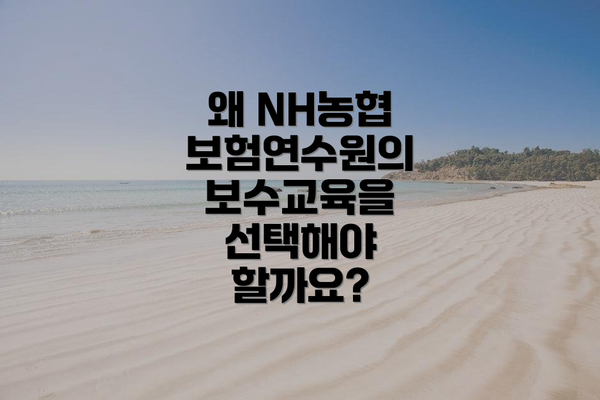 왜 NH농협 보험연수원의 보수교육을 선택해야 할까요?