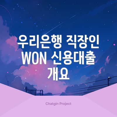 우리은행 직장인 WON 신용대출 개요