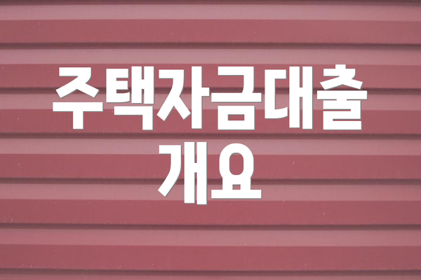 주택자금대출 개요