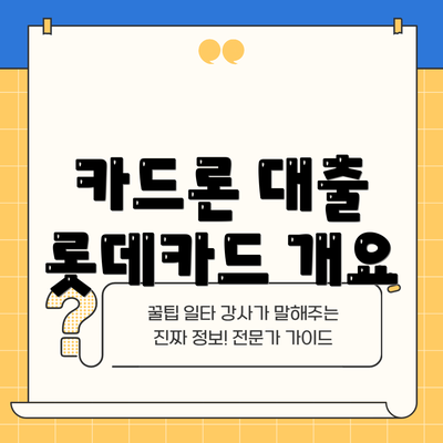 카드론 대출 롯데카드 개요