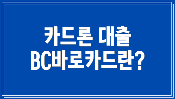 카드론 대출 BC바로카드란?