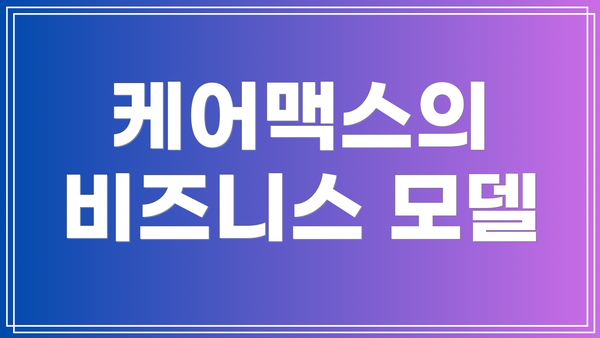 케어맥스의 비즈니스 모델